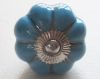 Möbelknöpfe/Porzellanknöpfe blumenform -  uni blau - 19