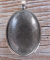 Metall-Anhänger mit Cabochon - oval silber